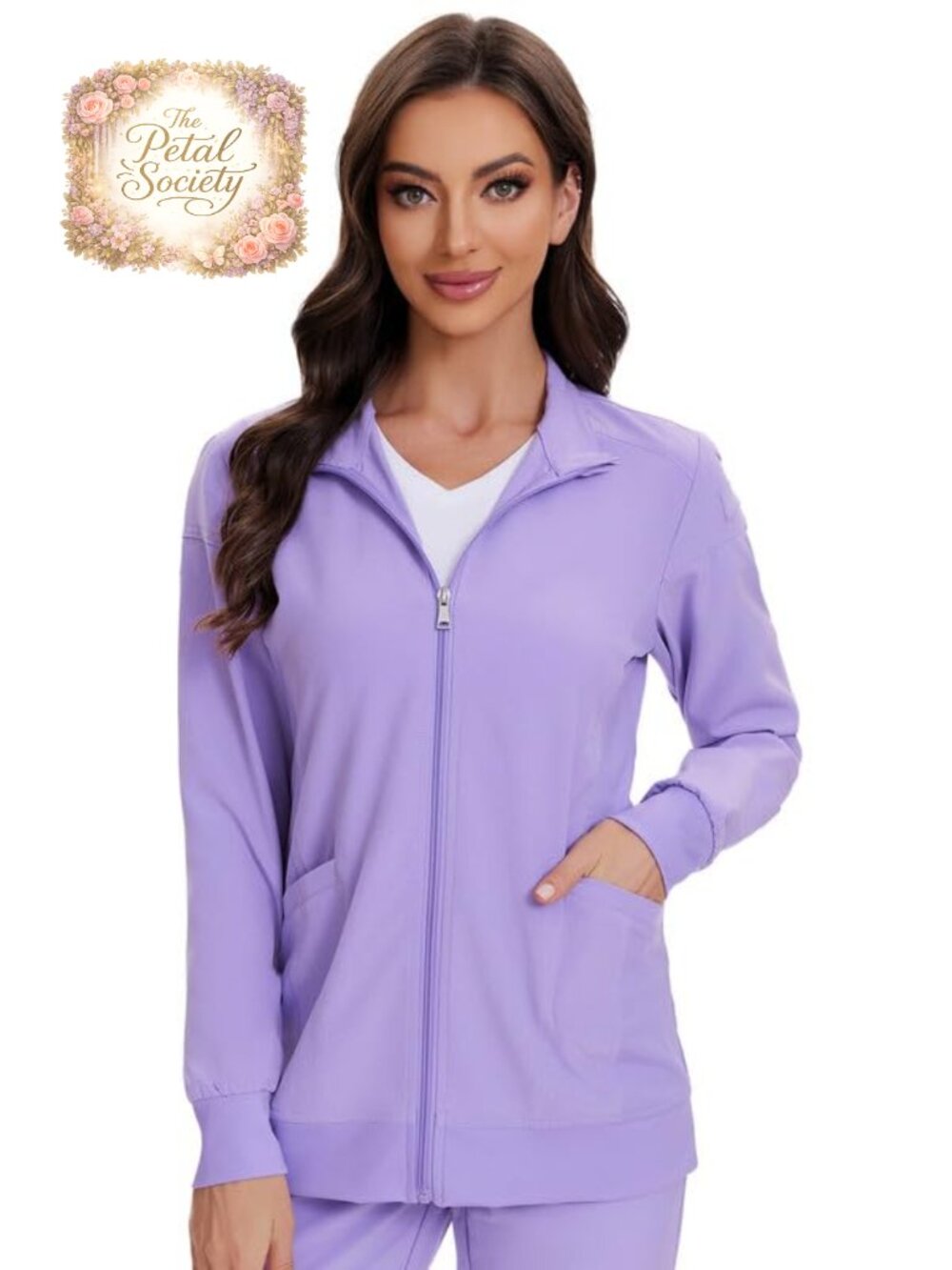 COZYFIT Women's Zip Front Scrub Jacket Medical Nurse Jacket Slim Fit